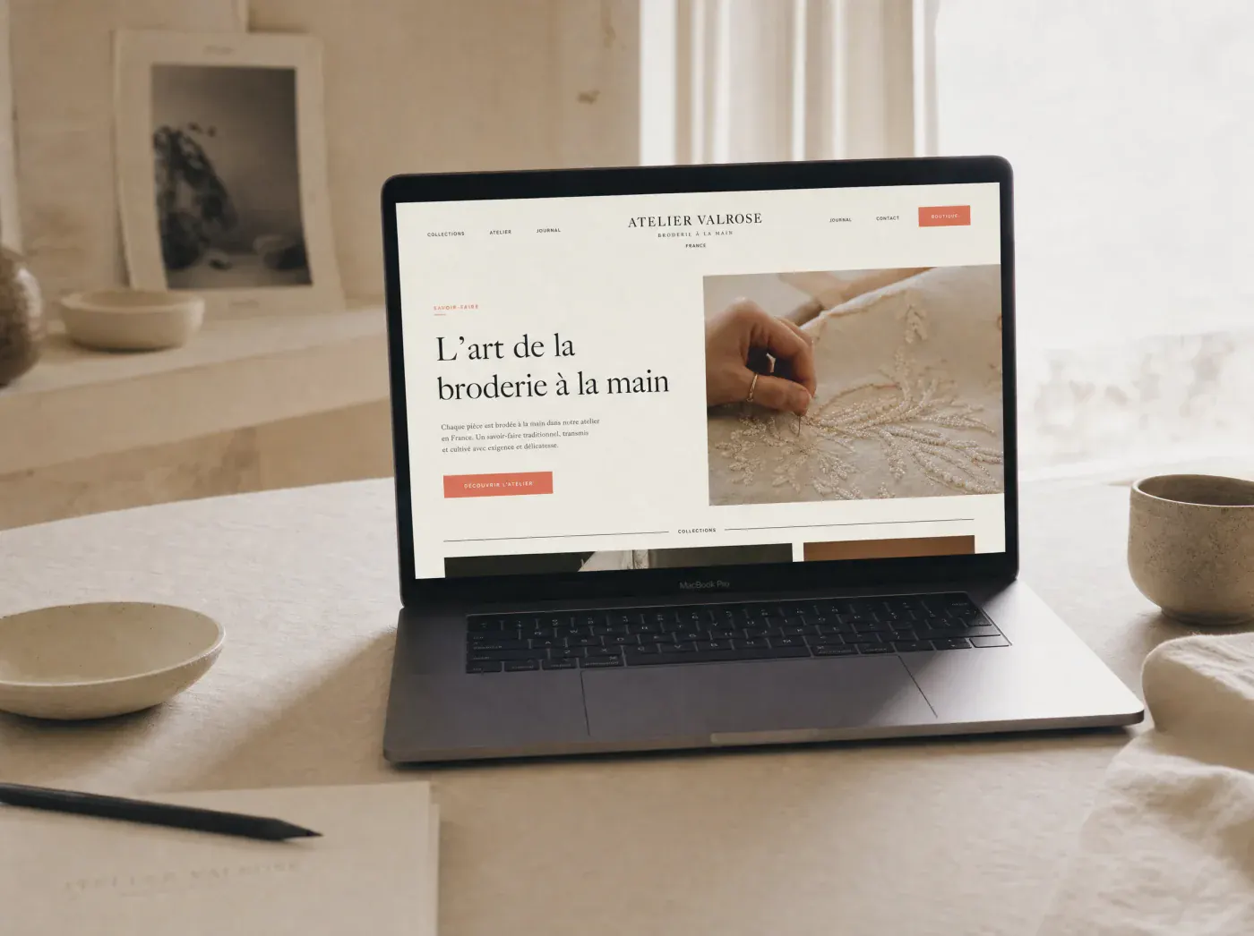 Identité web Studio Lumen, ambiance artisanale
